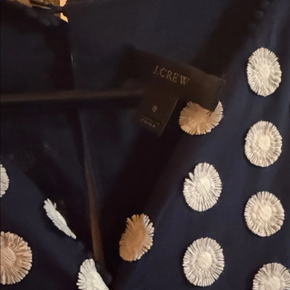 J. Crew Midnight Blue Dress with Cream Dots - Picture 2 of 5
